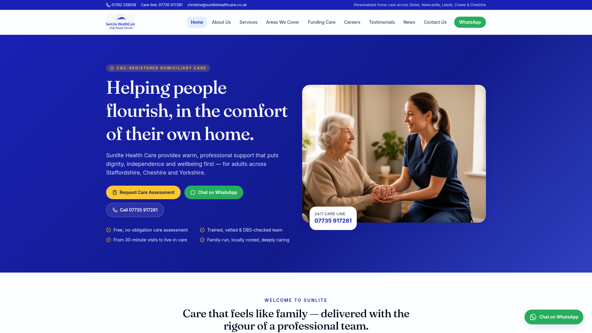 SunLite HealthCare website preview